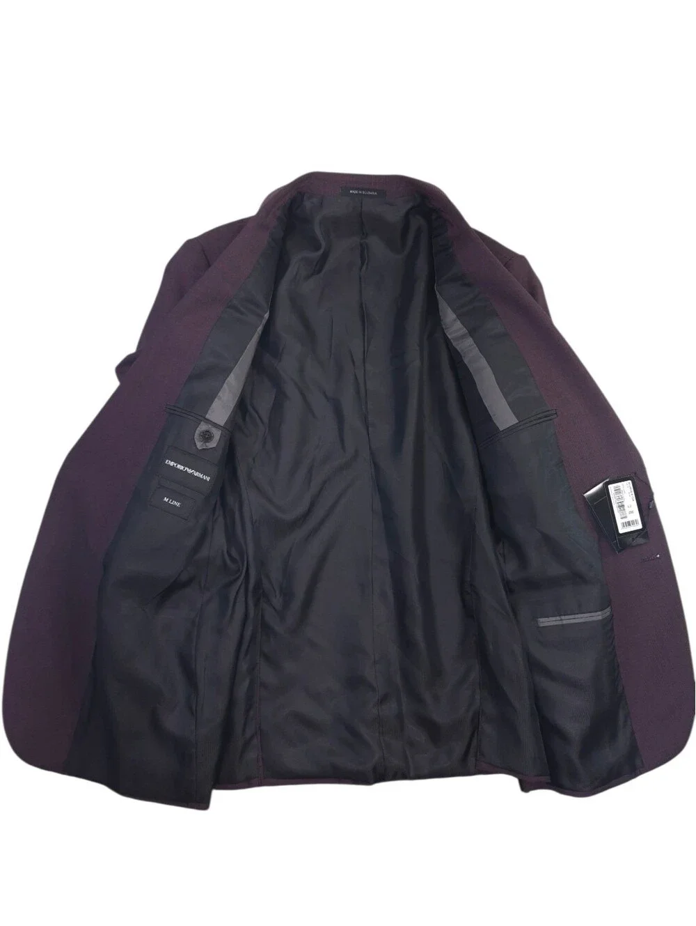 Emporio Armani M LINE Two-Piece Suit Blackberry Virgin Mohair Wool Tailored 52R
